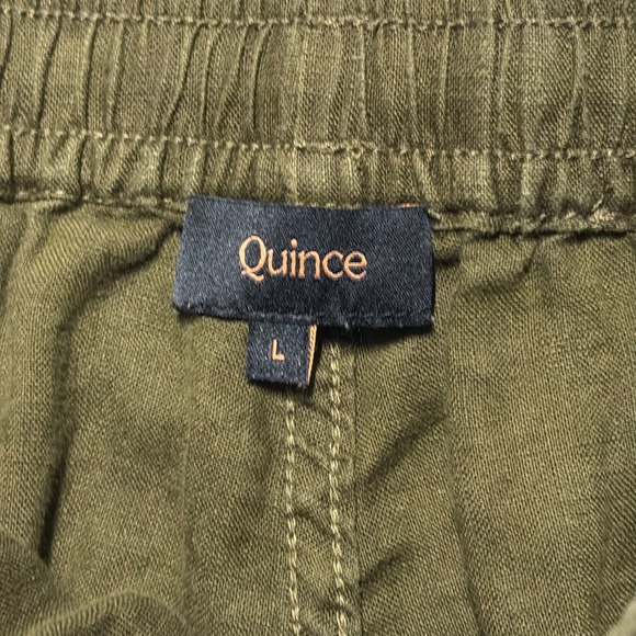 Quince Linen Pull On Pants Women L Olive Drawstring Cropped Minimalist Coastal - Picture 7 of 11